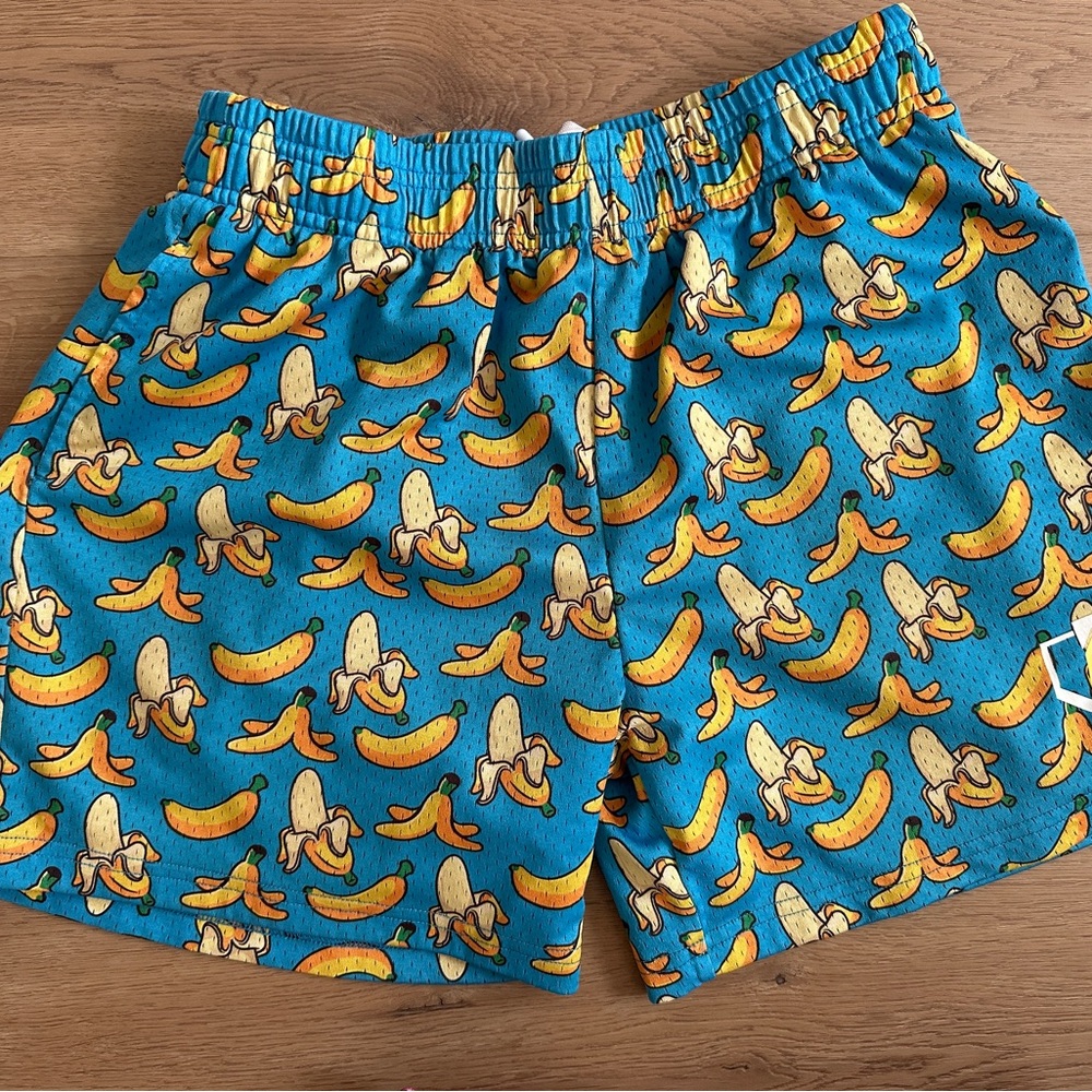 Boys Blue Banana Print Pull-On Shorts